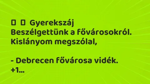 Vicces történet: 
	    	    Gyerekszáj


Beszélgettünk a fővárosokról. Kislányom…