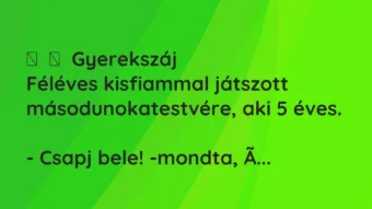Vicces történet: 
	    	    Gyerekszáj


Féléves kisfiammal játszott…