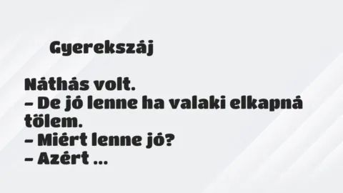 Vicces történet: 
	    	    Gyerekszáj





Náthás volt.


– De jó lenne ha…