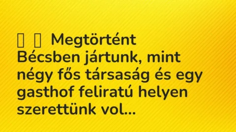 Vicces történet: 
	    	    Megtörtént


Bécsben jártunk, mint négy fős társaság és…