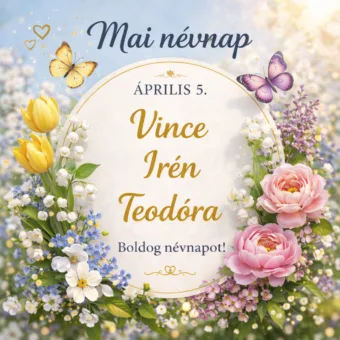 Mai névnap – április 5. Vince, Irén és Teodóra Mai névnap – április 5.: Vince, Irén és Teodóra