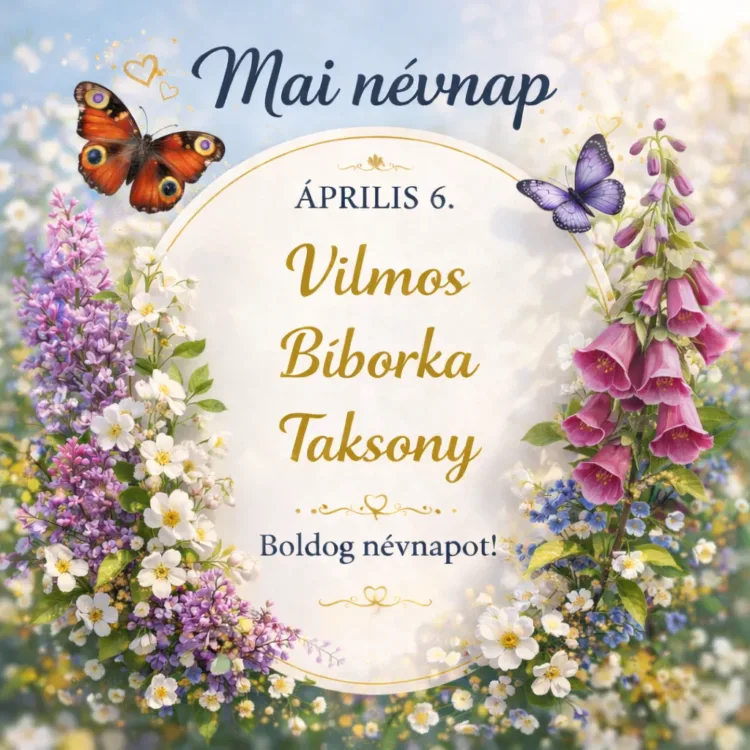 Mai névnap – április 6. Vilmos, Bíborka és Taksony Mai névnap – április 6.: Vilmos, Bíborka és Taksony