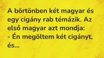 Vicc: A börtönben két magyar és egy cigány rab témázik. Az első magyar…