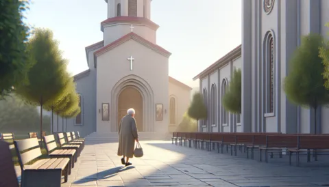 Vicc: Az idős hölgy elmegy a templomba, mert szeretne imádkozni. Vicc: Az idős hölgy elmegy a templomba, mert szeretne imádkozni.