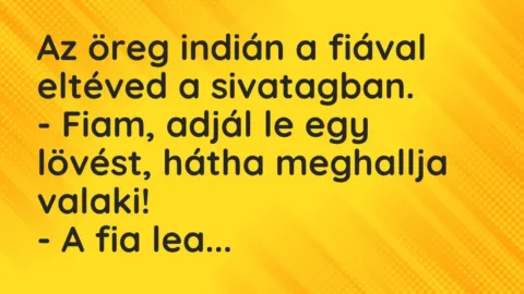 Vicc: Az öreg indián a fiával eltéved a sivatagban. – Fiam, adjál…