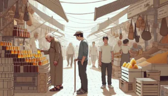 Vicc: Egy öreg bácsi sétál a piacon, és meglát egy fiatalembert, aki mézért sorban áll.