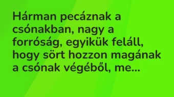 Vicc: Hárman pecáznak a csónakban, nagy a forróság, egyikük feláll, hogy…