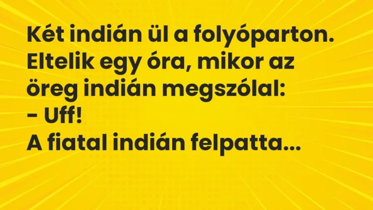 Vicc: Két indián ül a folyóparton. Eltelik egy óra, mikor az öreg indián… Vicc: Két indián ül a folyóparton. Eltelik egy óra, mikor az öreg indián…