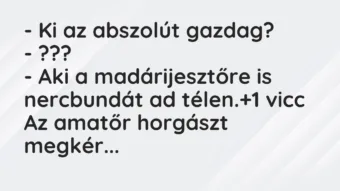 Vicc: – Ki az abszolút gazdag?

– ???

– Aki a madárijesztőre is…
