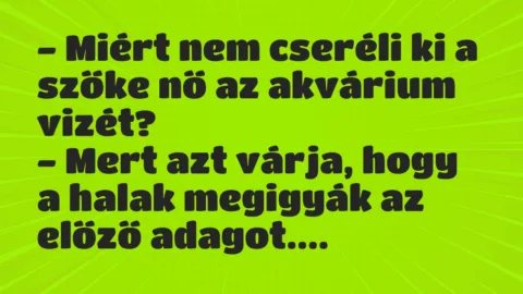 Vicc: – Miért nem cseréli ki a szőke nő az akvárium vizét?

– Mert azt…