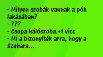 Vicc: – Milyen szobák vannak a pók lakásában?

– ???

– Csupa…