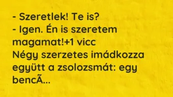 Vicc: – Szeretlek! Te is?

– Igen. Én is szeretem magamat!