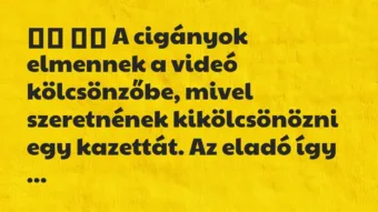 Viccek:
A cigányok elmennek a videó kölcsönzőbe, mivel… Viccek:
A cigányok elmennek a videó kölcsönzőbe, mivel…