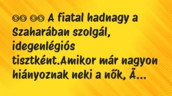 Viccek: 
		  
		  A fiatal hadnagy a Szaharában szolgál,…