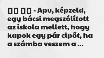 Viccek: 
		  
		  – Apu, képzeld, egy bácsi megszólított az iskola …