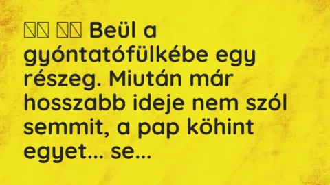 Viccek: 
		  
		  Beül a gyóntatófülkébe egy részeg. Miután már…
