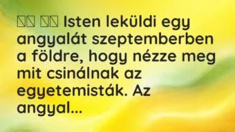 Viccek: 
		  
		  Isten leküldi egy angyalát szeptemberben a…