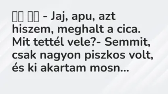 Viccek: 
		  
		  – Jaj, apu, azt hiszem, meghalt a cica. Mit…