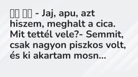 Viccek: 
		  
		  – Jaj, apu, azt hiszem, meghalt a cica. Mit…