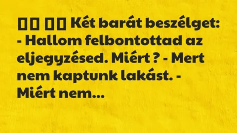 Viccek: 
		  
		  Két barát beszélget: – Hallom felbontottad az…