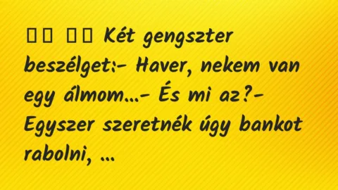 Viccek: 
		  
		  Két gengszter beszélget:- Haver, nekem van…