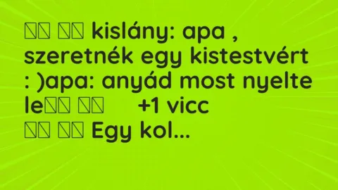 Viccek: 
		  
		  kislány: apa , szeretnék egy kistestvért :…