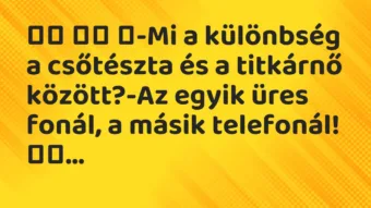 Viccek: 
		  
		  ‎-Mi a különbség a csőtészta és a titkárnő…