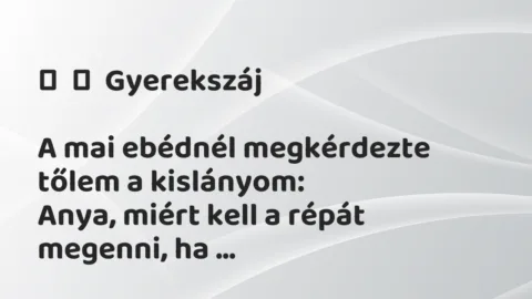 Vicces történet: 
	    	    Gyerekszáj





A mai ebédnél megkérdezte tőlem a…