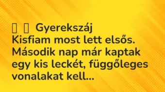 Vicces történet: 
	    	    Gyerekszáj


Kisfiam most lett elsős. Második nap már…