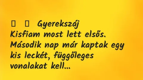 Vicces történet: 
	    	    Gyerekszáj


Kisfiam most lett elsős. Második nap már…