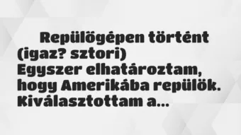 Vicces történet: 
	    	    Repülőgépen történt (igaz? sztori)


Egyszer…