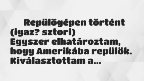 Vicces történet: 
	    	    Repülőgépen történt (igaz? sztori)


Egyszer…