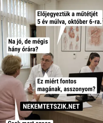 Előjegyeztük a műtétjét 5 év múlva Körömszakadtan hívtam be Önt az operációra, 5 év múlvában