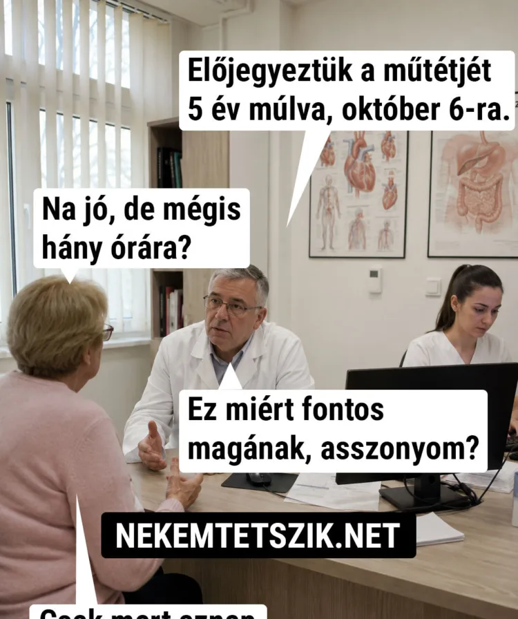 Előjegyeztük a műtétjét 5 év múlva Körömszakadtan hívtam be Önt az operációra, 5 év múlvában