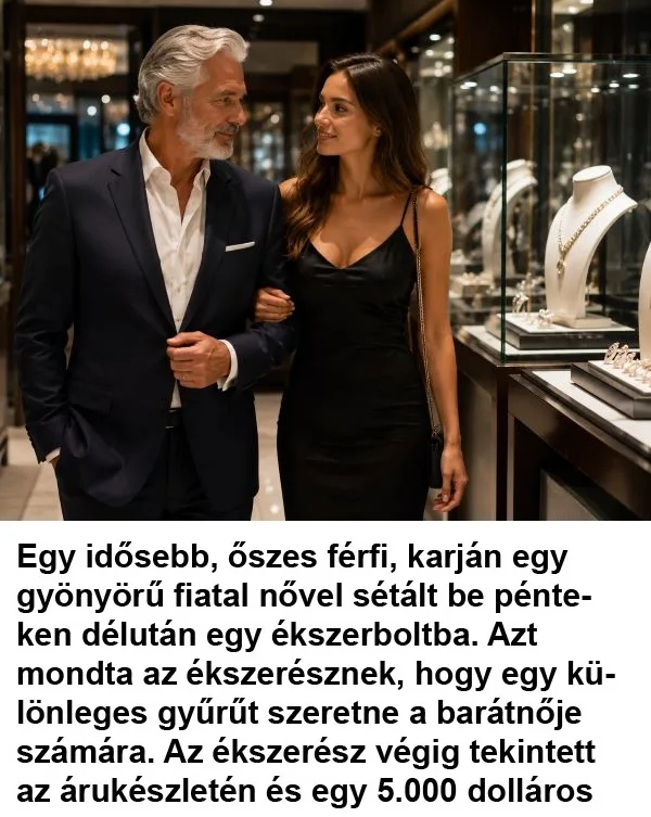 Egy idősebb, őszes férfi, karján egy gyönyörű fiatal nővel Egy idősebb úr és a csodálatos hétvége