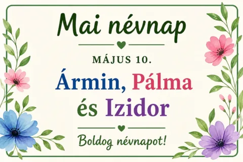 Mai névnap – május 10.: Ármin, Pálma és Izidor