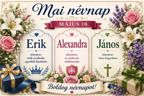 Mai névnap – május 18.: Erik, Alexandra és János