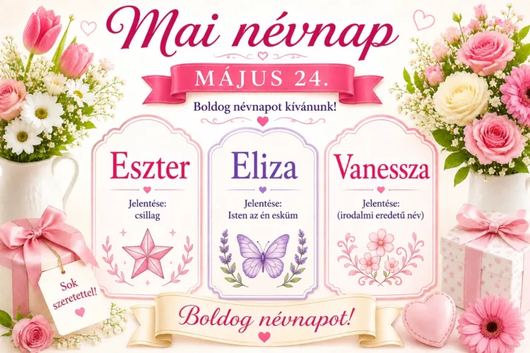 Mai névnap – május 24. Eszter, Eliza és Vanessza Mai névnap – május 24.: Eszter, Eliza és Vanessza
