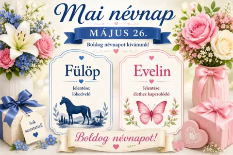 Mai névnap – május 26.: Fülöp és Evelin
