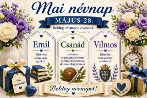 Mai névnap – május 28.: Emil, Csanád és Vilmos
