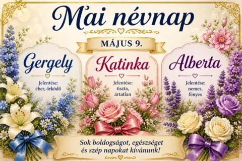 Mai névnap – május 9.: Gergely, Katinka és Alberta