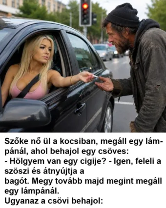Szőke nő ül a kocsiban, megáll egy lámpánál Szőke nő ül a kocsiban, megáll egy lámpánál