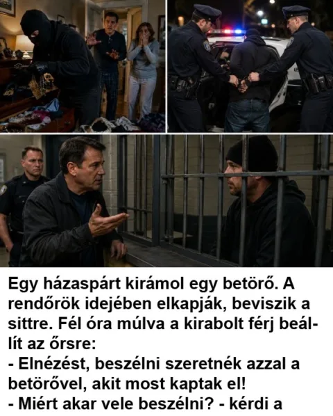 Vicc: Egy házaspárt kirámol egy betörő. A rendőrök idejében elkapják