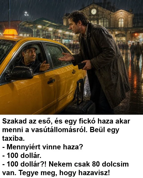 Vicc: Szakad az eső, és egy fickó haza akar menni Vicc: Szakad az eső, és egy fickó haza akar menni