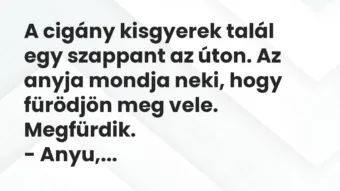 A cigány kisgyerek talál egy szappant az úton. Az anyja mondja neki,… – Vicc
