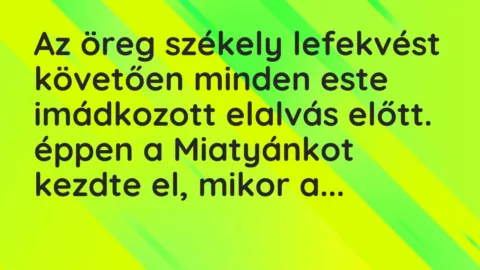 Az öreg székely lefekvést követően minden este imádkozott elalvás… – Vicc