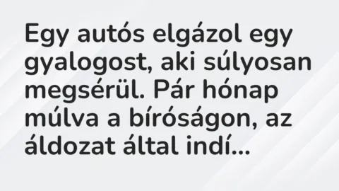 Egy autós elgázol egy gyalogost, aki súlyosan megsérül. Pár hónap… – Vicc Egy autós elgázol egy gyalogost, aki súlyosan megsérül. Pár hónap… – Vicc