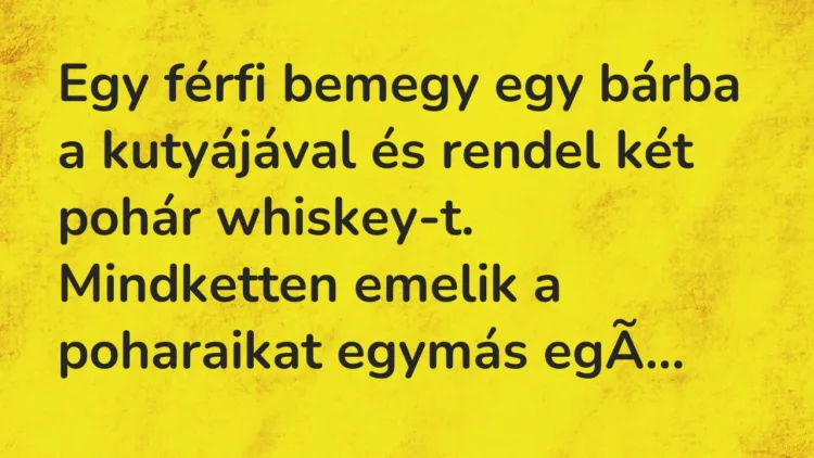 Egy férfi bemegy egy bárba a kutyájával és rendel két pohár whiskey-t…. – Vicc Egy férfi bemegy egy bárba a kutyájával és rendel két pohár whiskey-t…. – Vicc