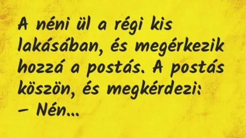 Vicc: A néni ül a régi kis lakásában, és megérkezik hozzá a postás.