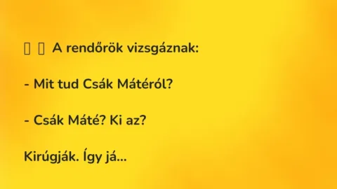 Vicc: 
	    	    A rendőrök vizsgáznak:


– Mit tud Csák…